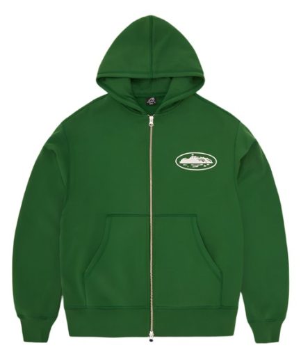 Corteiz Island Puff Print Zip Hoodie Green